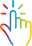 icono de una mano pulsando un elemento con silueta gradiente multicolor