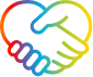 icono multicolor de manos entrelazadas